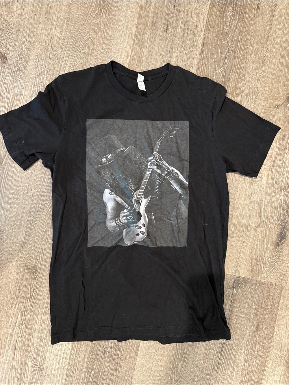 Black Graphic Slash Guitar Print T-Shirt